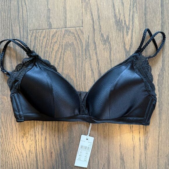 Intimissimi Black Tiziana Silk Triangle Bra Black 34C NWT - Picture 2 of 5